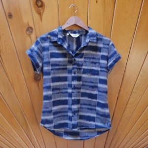 Bridge & Burn Bea Shirt, Navy Ikat Plaid
